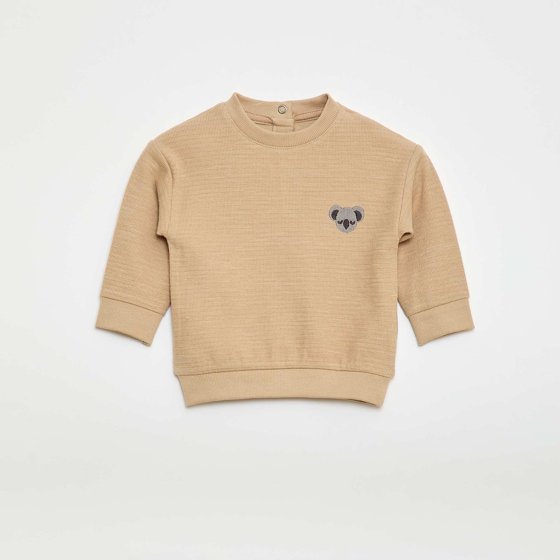 Tee-shirt épais avec animal brodé BEIGE