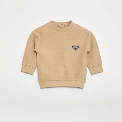 Tee-shirt épais avec animal brodé BEIGE