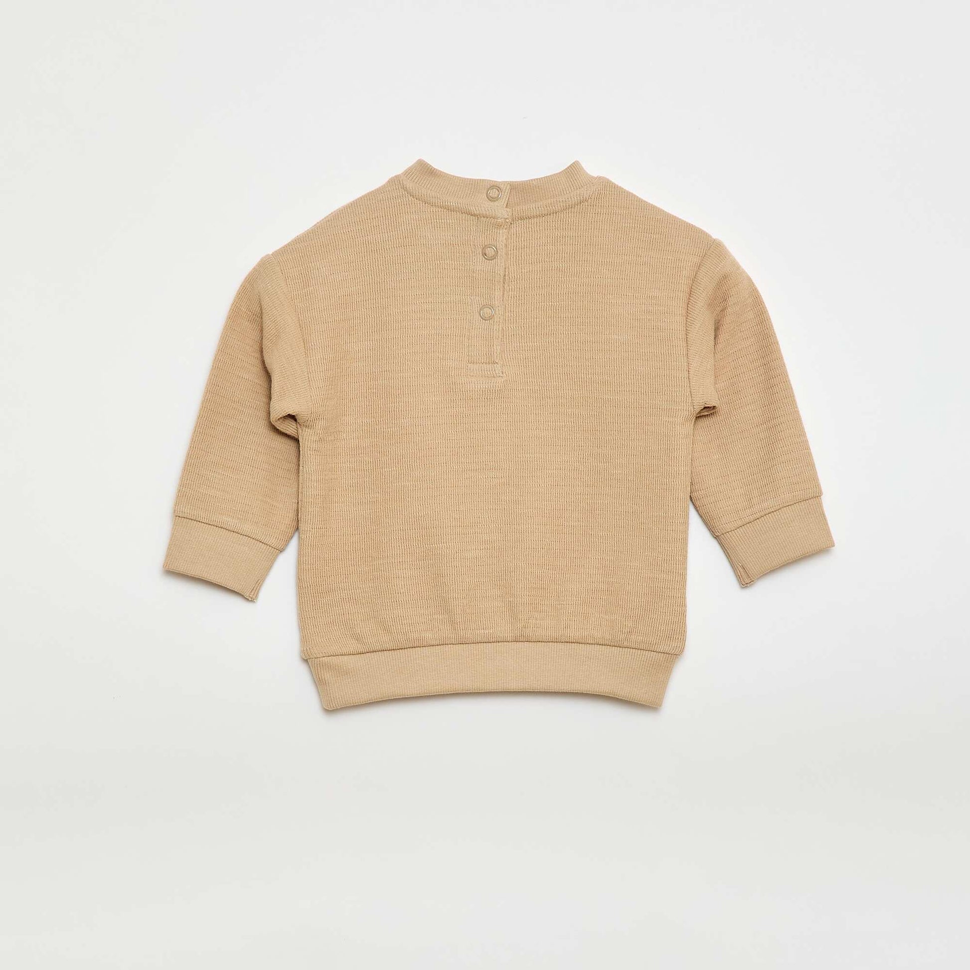 Tee-shirt épais avec animal brodé BEIGE