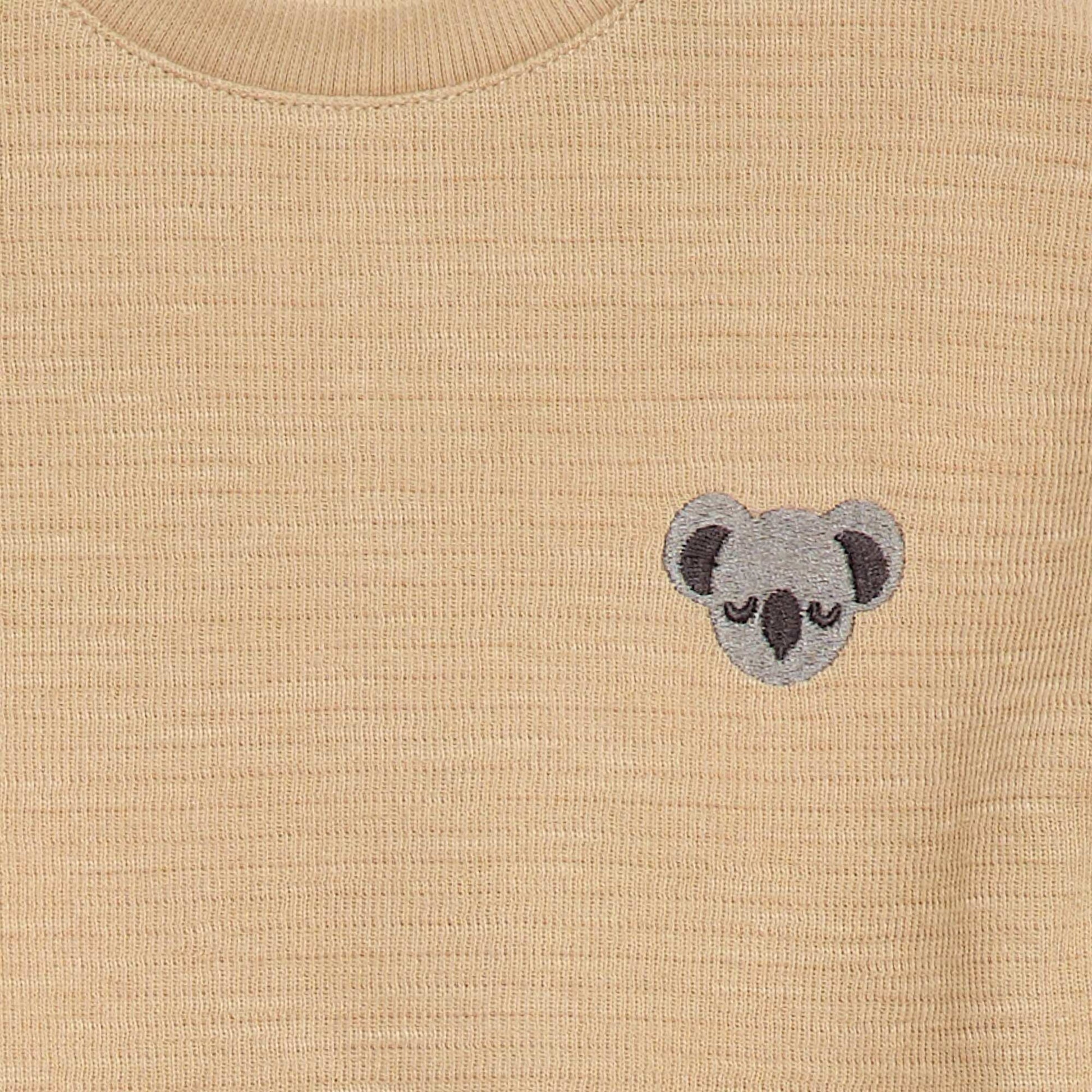 Tee-shirt épais avec animal brodé BEIGE