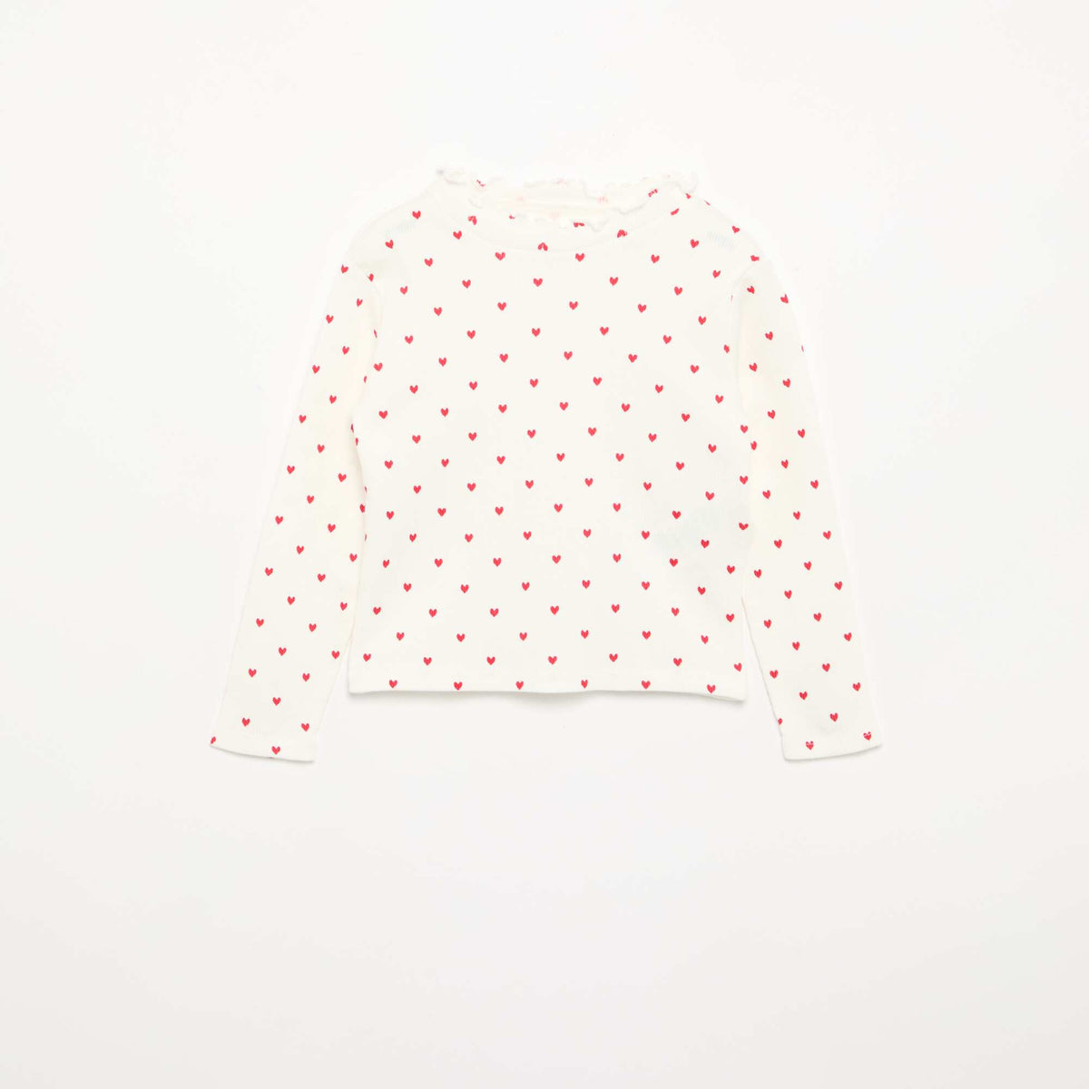 Tee-shirt rib col ondulé BLANC