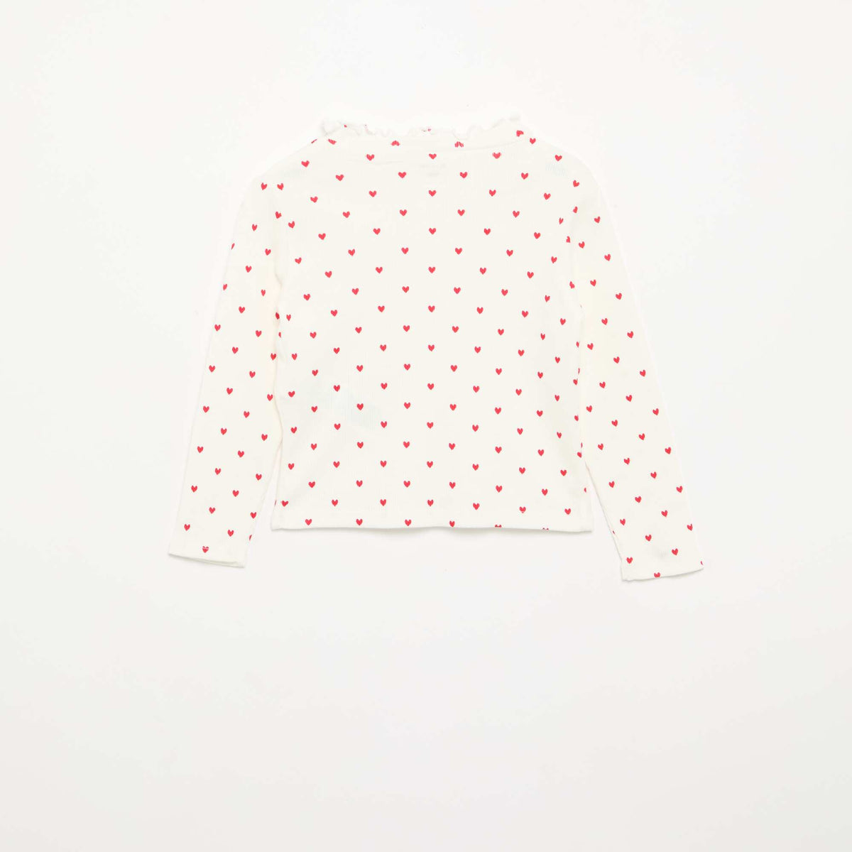 Tee-shirt rib col ondulé BLANC