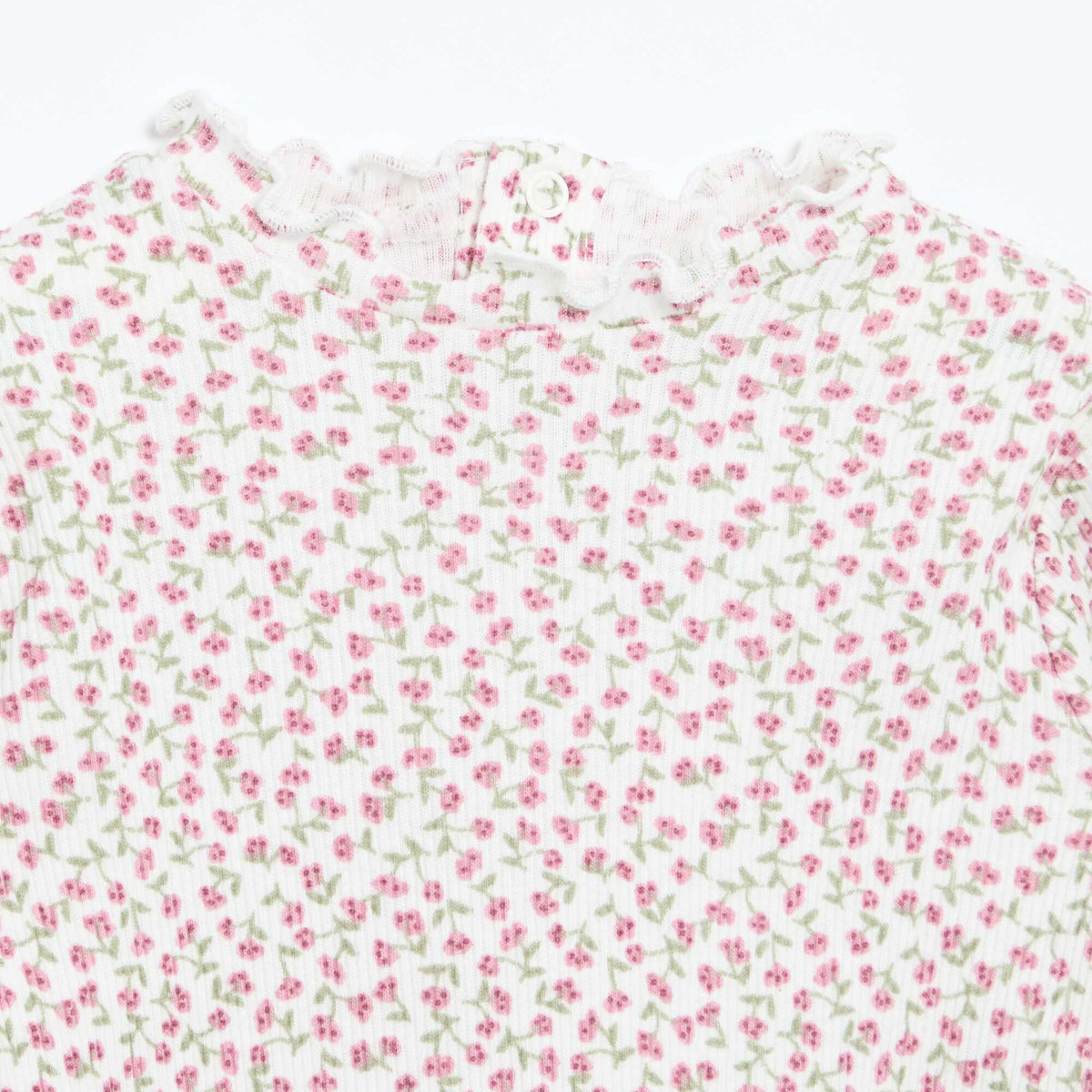 Tee-shirt rib col ondulé BLANC