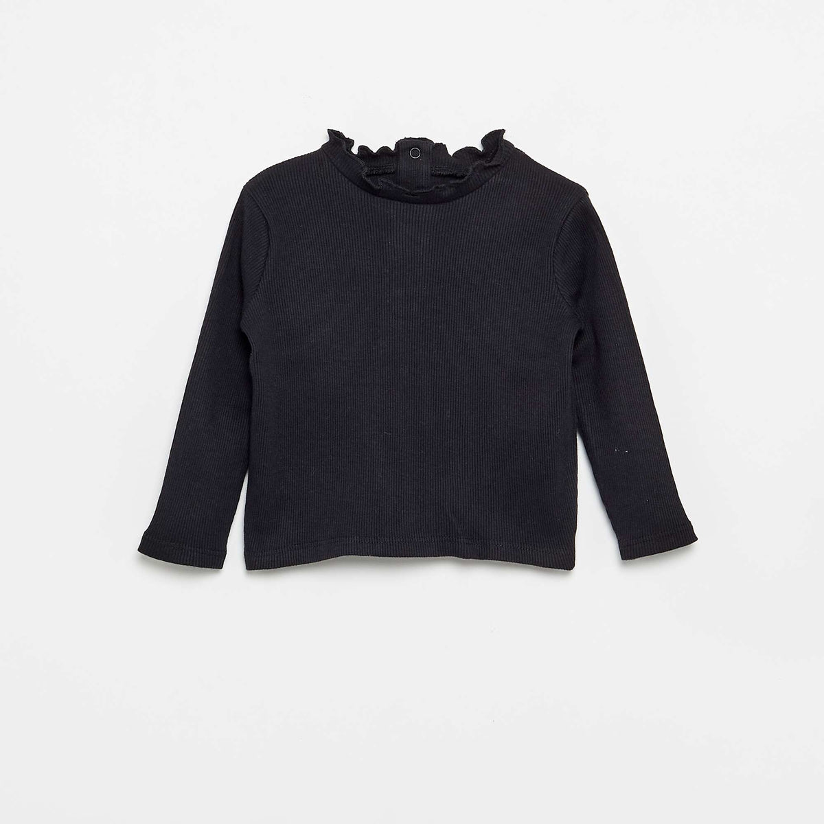 Tee-shirt rib col ondulé NOIR