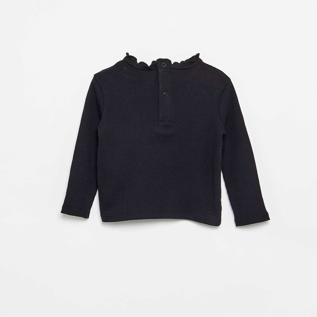 Tee-shirt rib col ondulé NOIR
