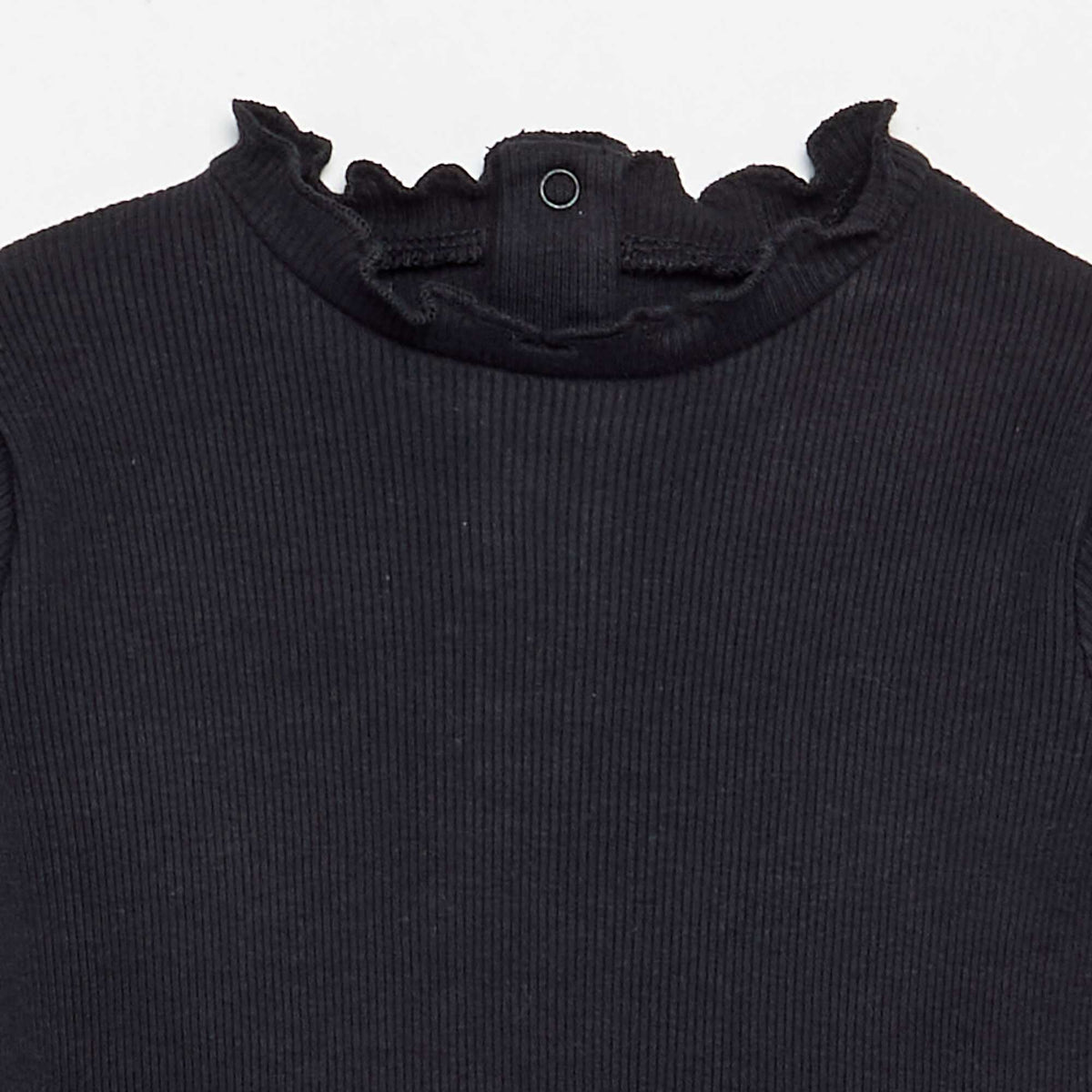 Tee-shirt rib col ondulé NOIR