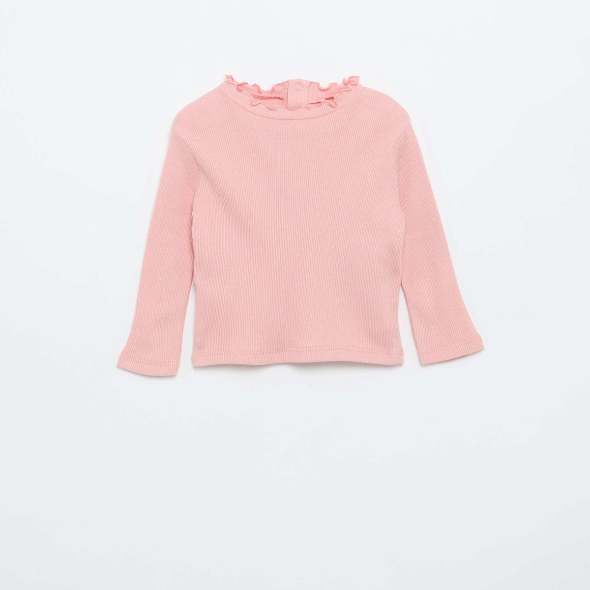 Tee-shirt rib col ondulé ROSE