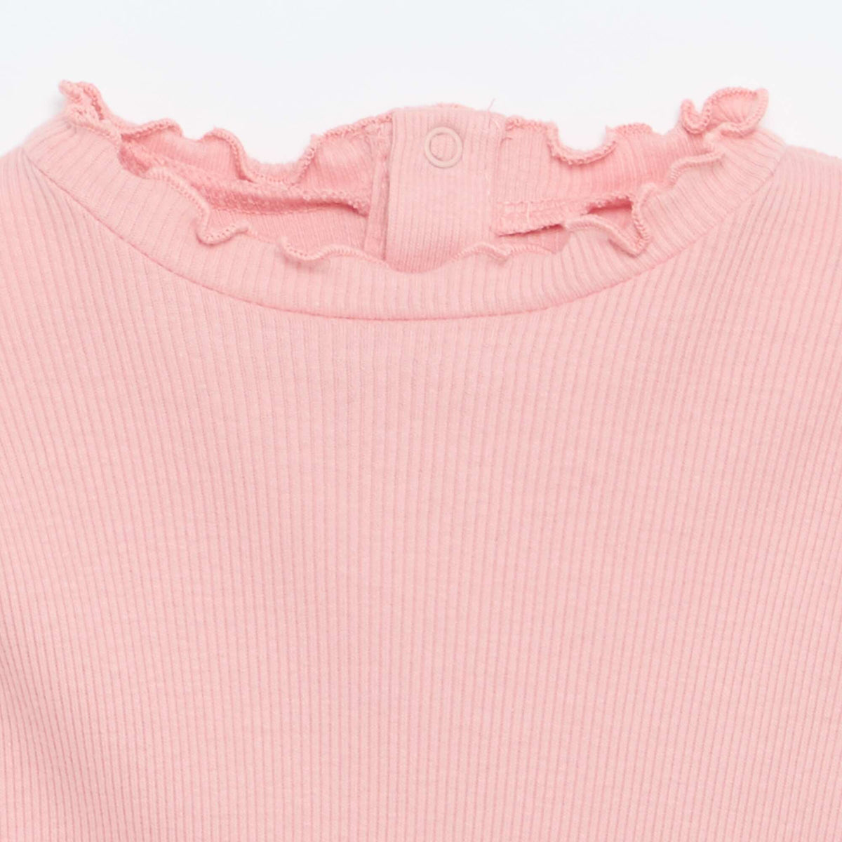 Tee-shirt rib col ondulé ROSE