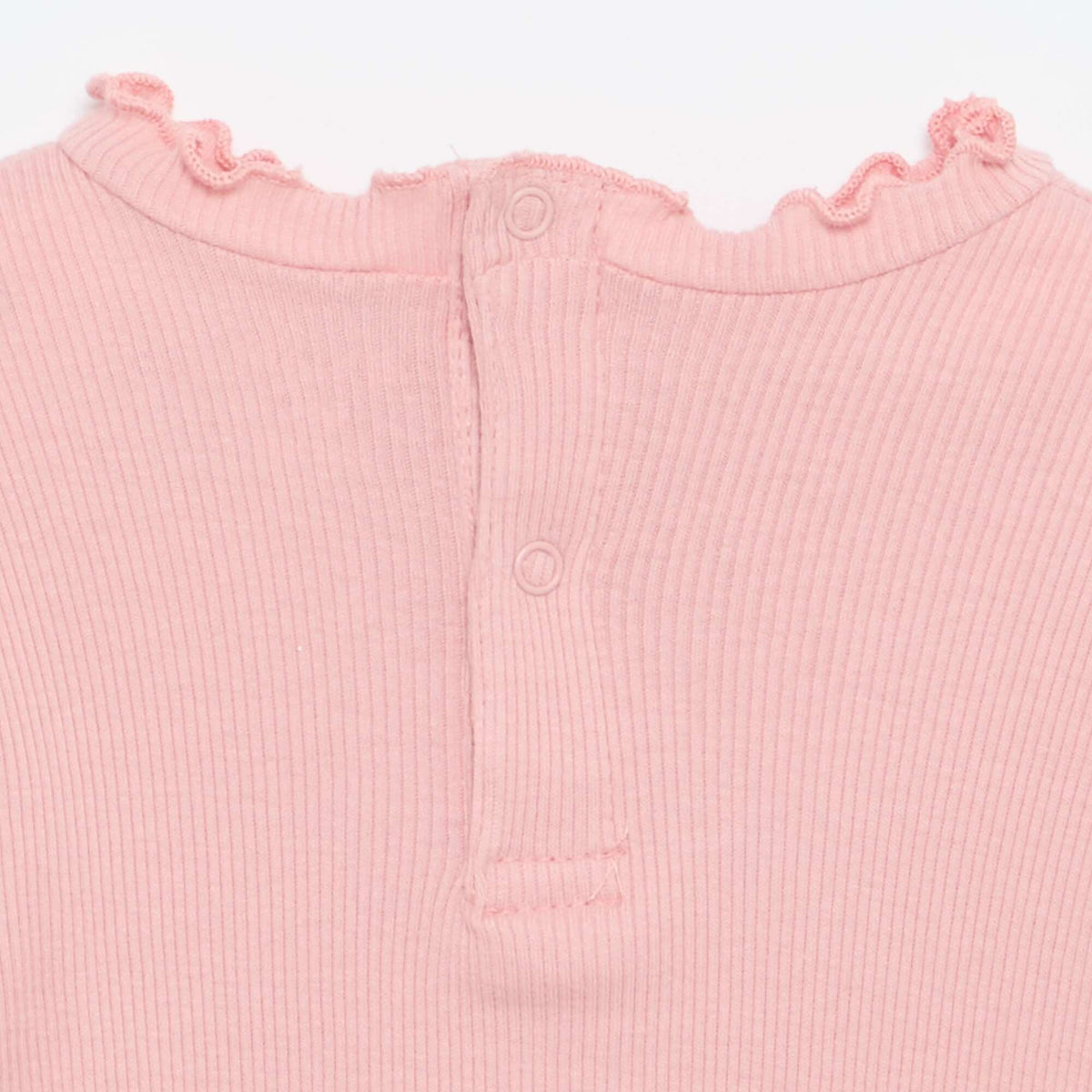 Tee-shirt rib col ondulé ROSE