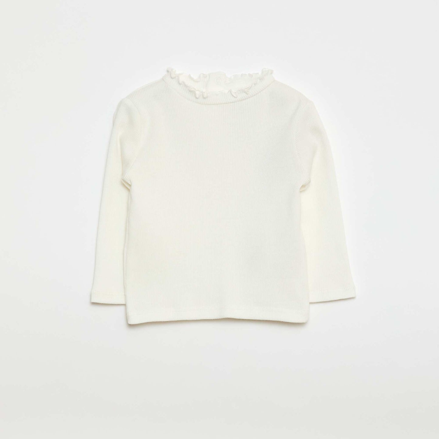 Tee-shirt rib col ondulé BLANC