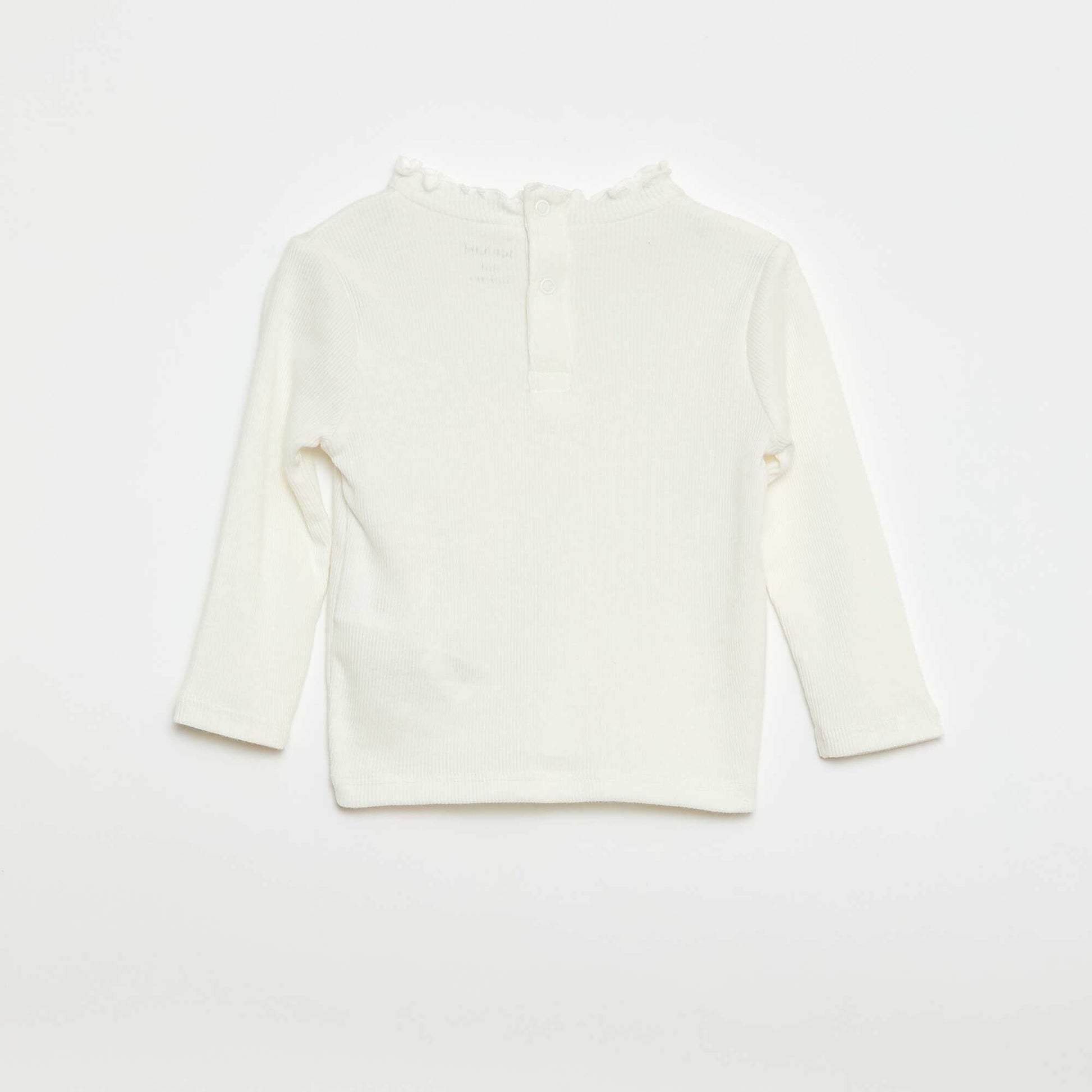 Tee-shirt rib col ondulé BLANC