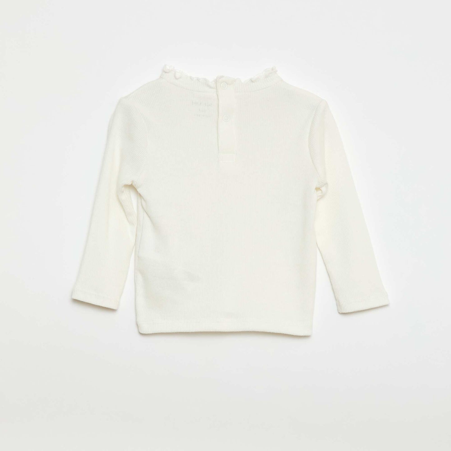 Tee-shirt rib col ondulé BLANC