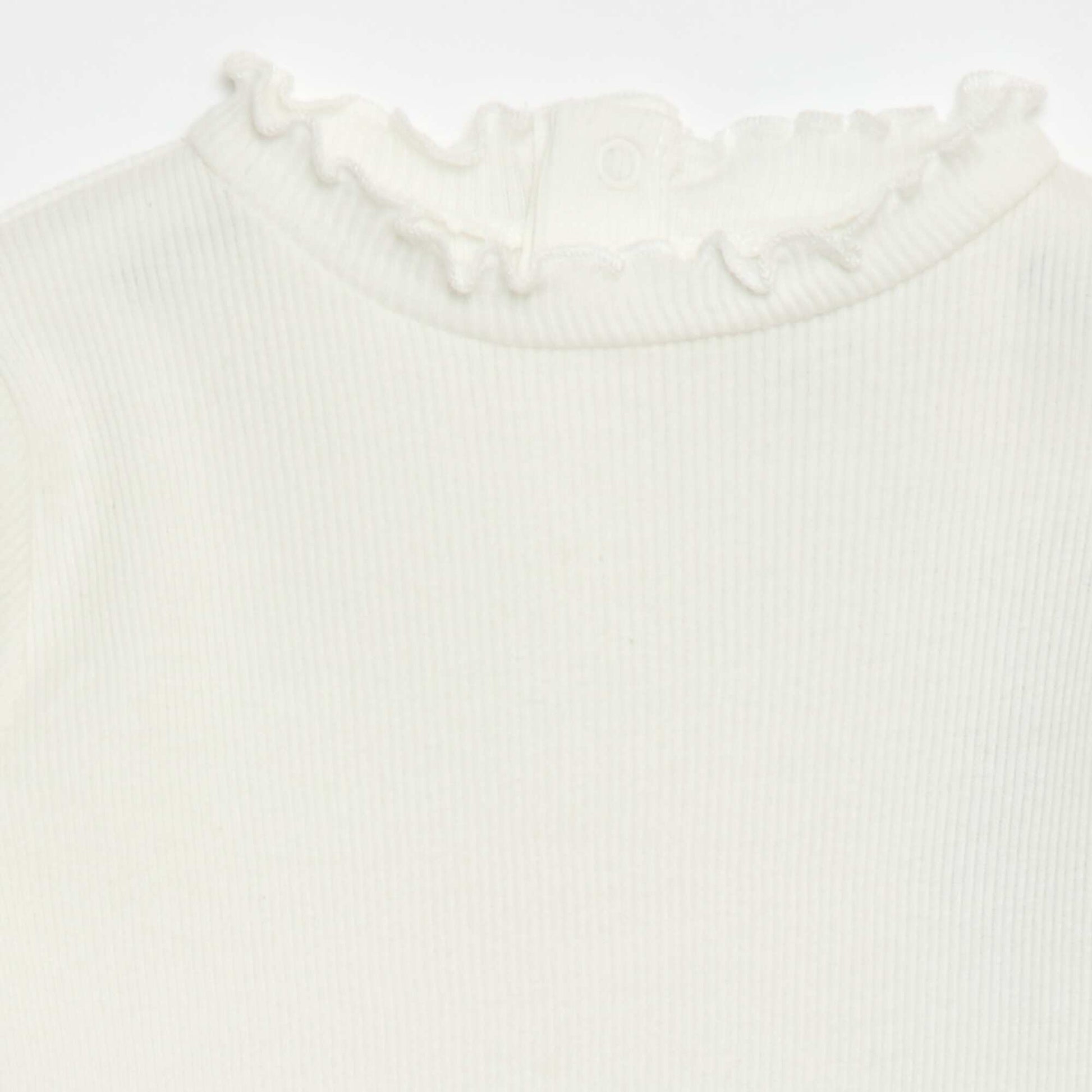 Tee-shirt rib col ondulé BLANC
