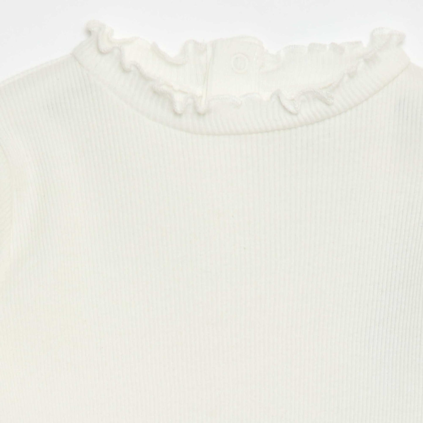 Tee-shirt rib col ondulé BLANC