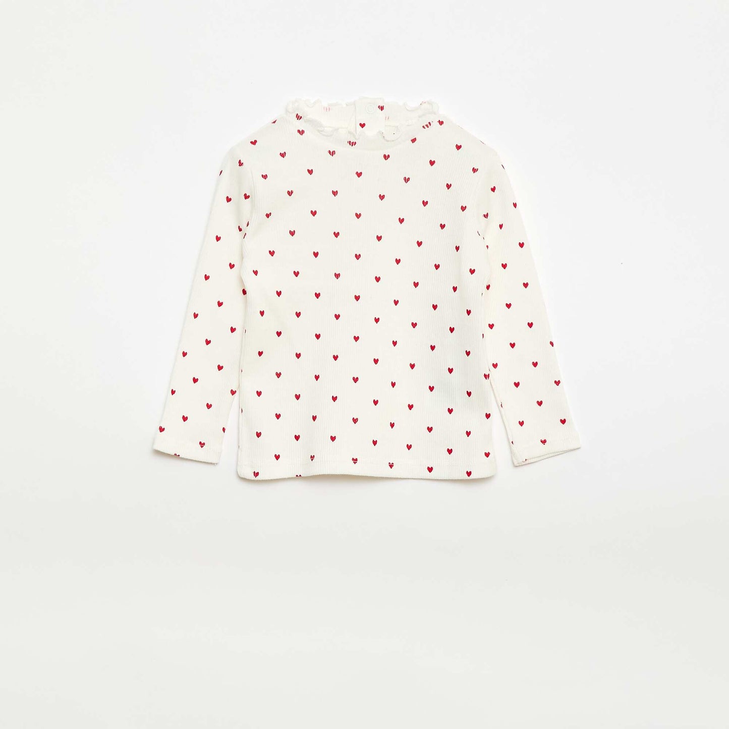 Tee-shirt rib col ondulé BLANC