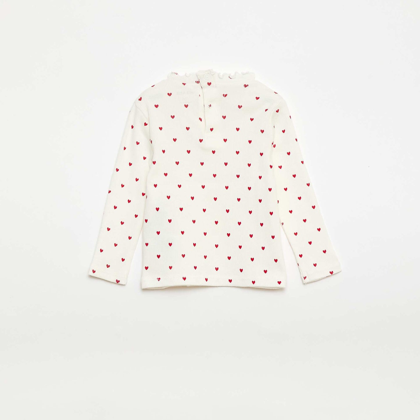 Tee-shirt rib col ondulé BLANC