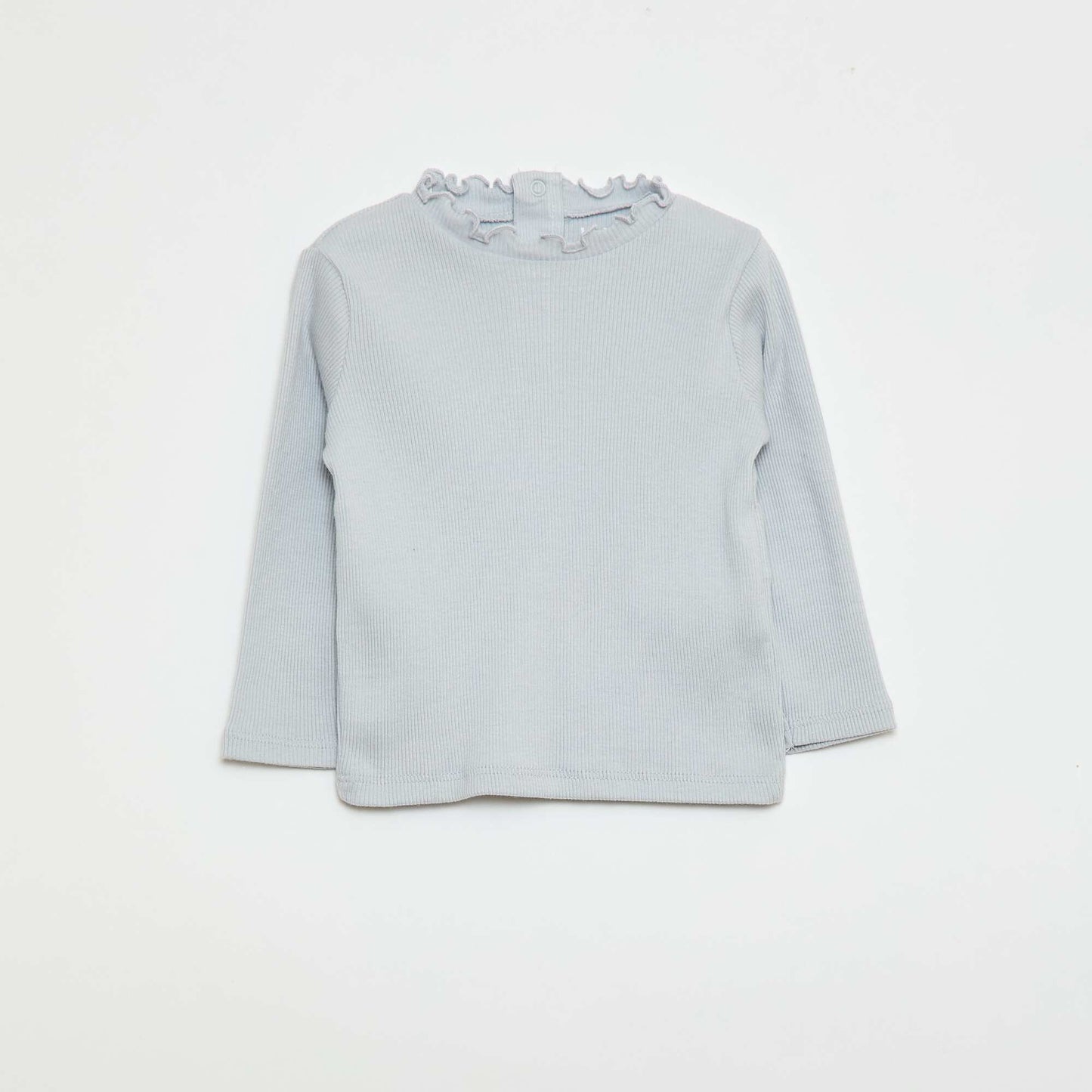 Tee-shirt rib col ondulé GRIS
