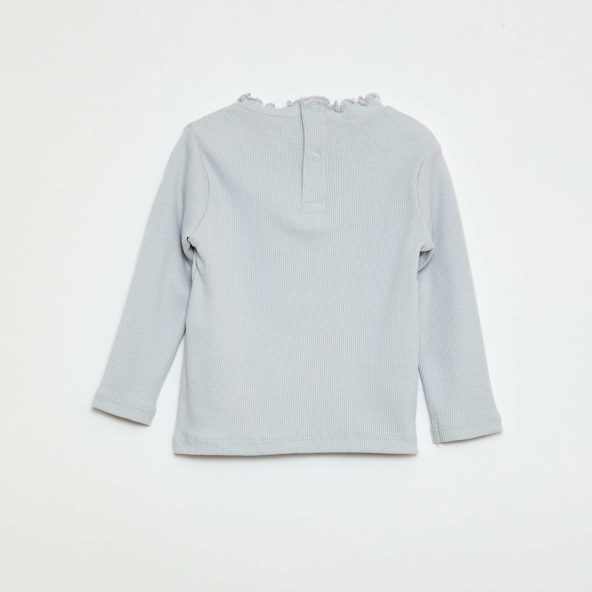 Tee-shirt rib col ondulé GRIS