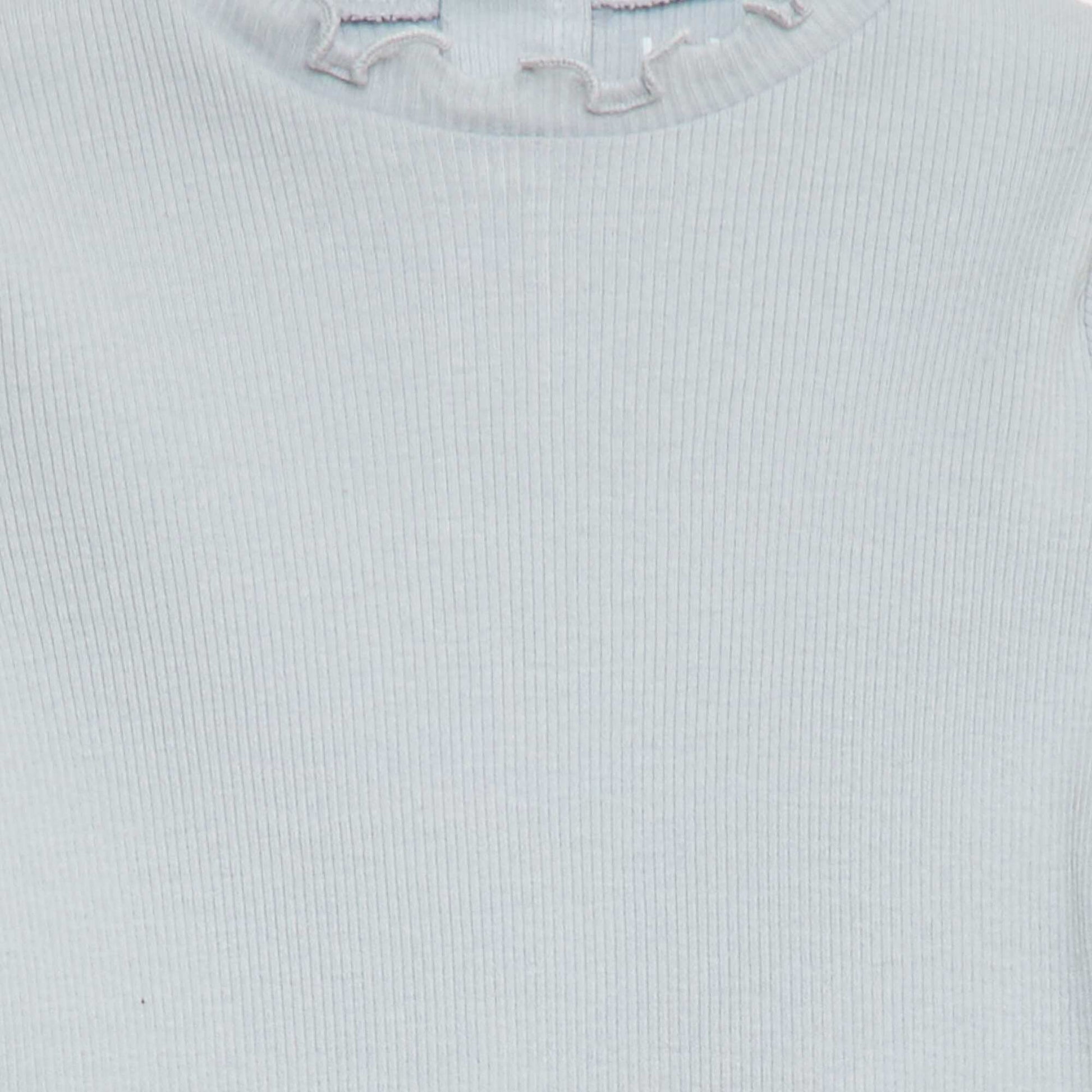 Tee-shirt rib col ondulé GRIS
