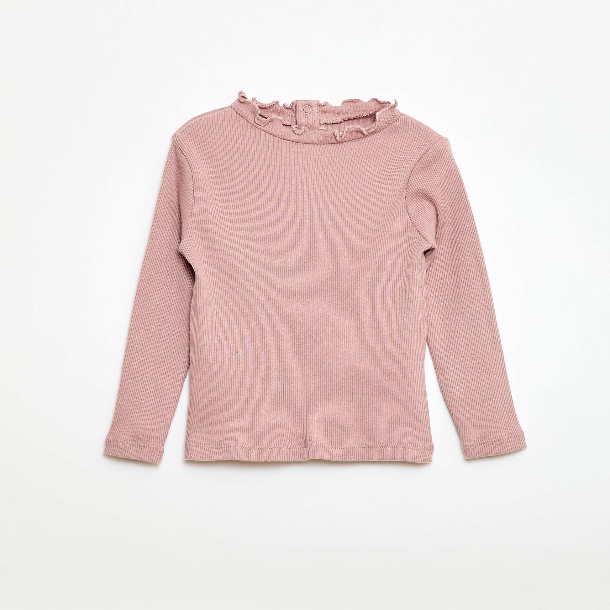 Tee-shirt rib col ondulé ROSE