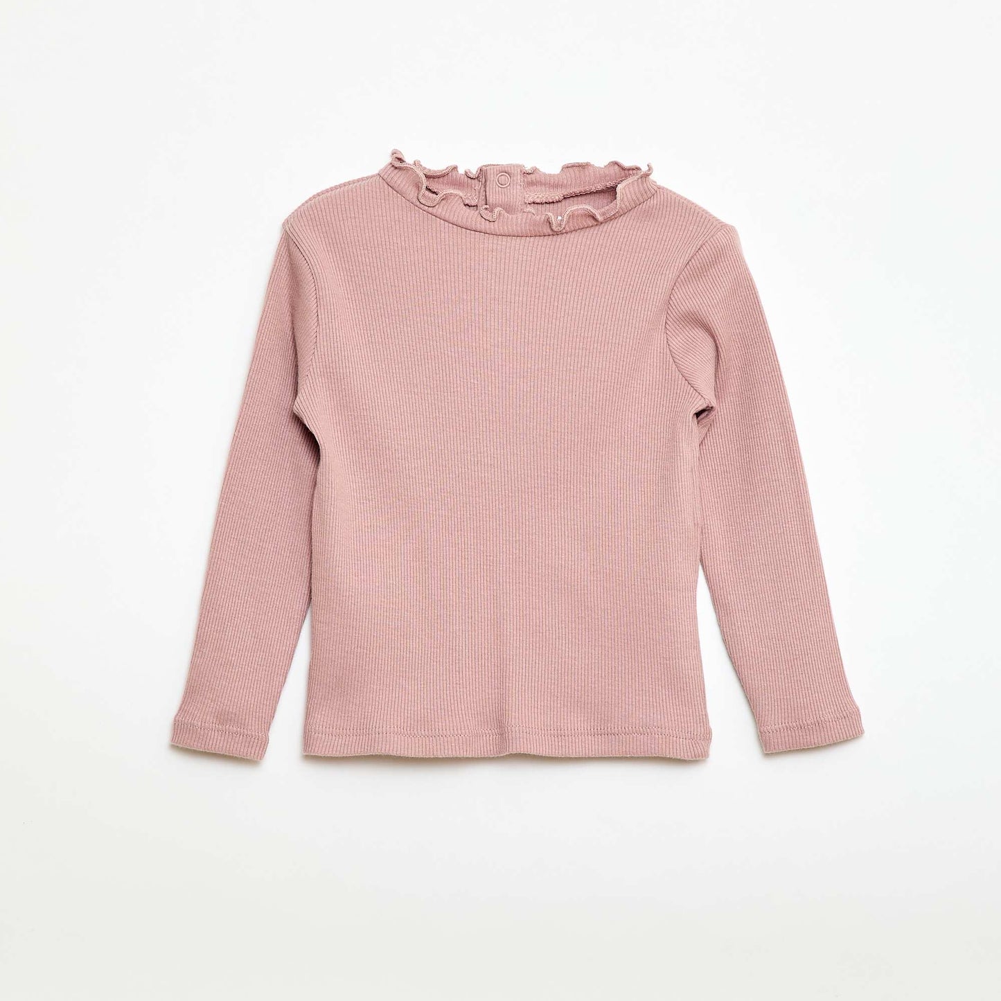 Tee-shirt rib col ondulé ROSE