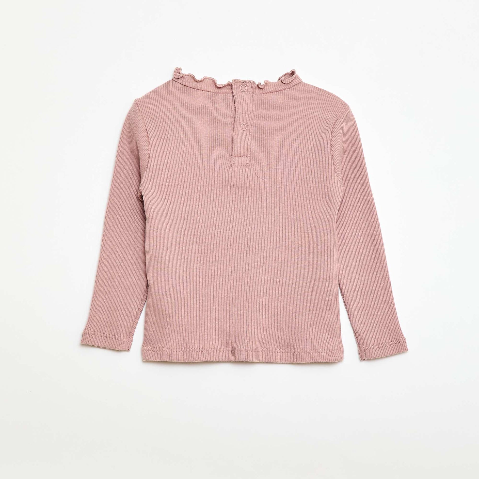 Tee-shirt rib col ondulé ROSE