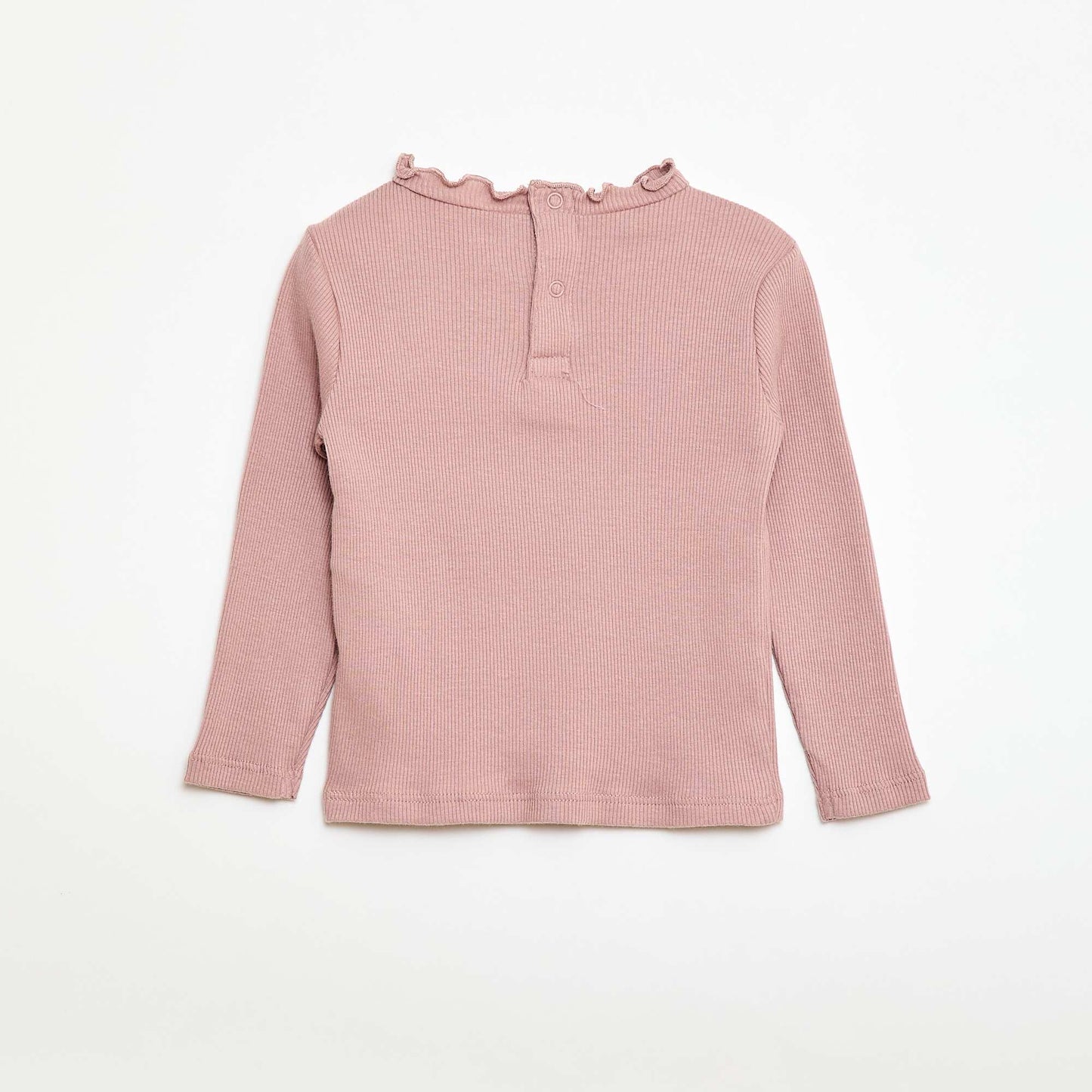 Tee-shirt rib col ondulé ROSE
