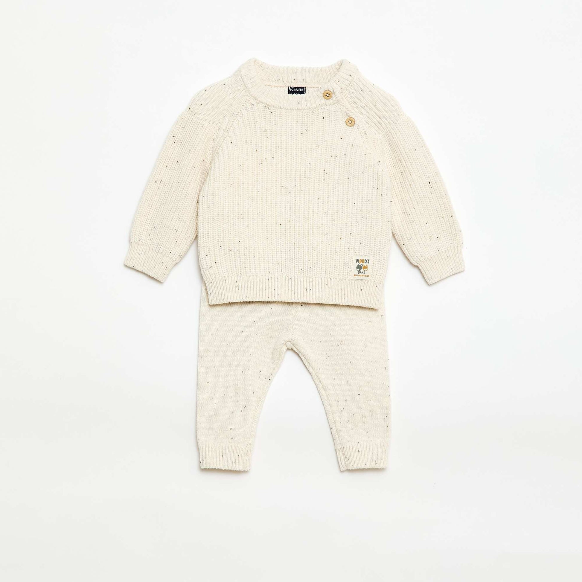 Ensemble 2 pièces en maille moulinée BLANC