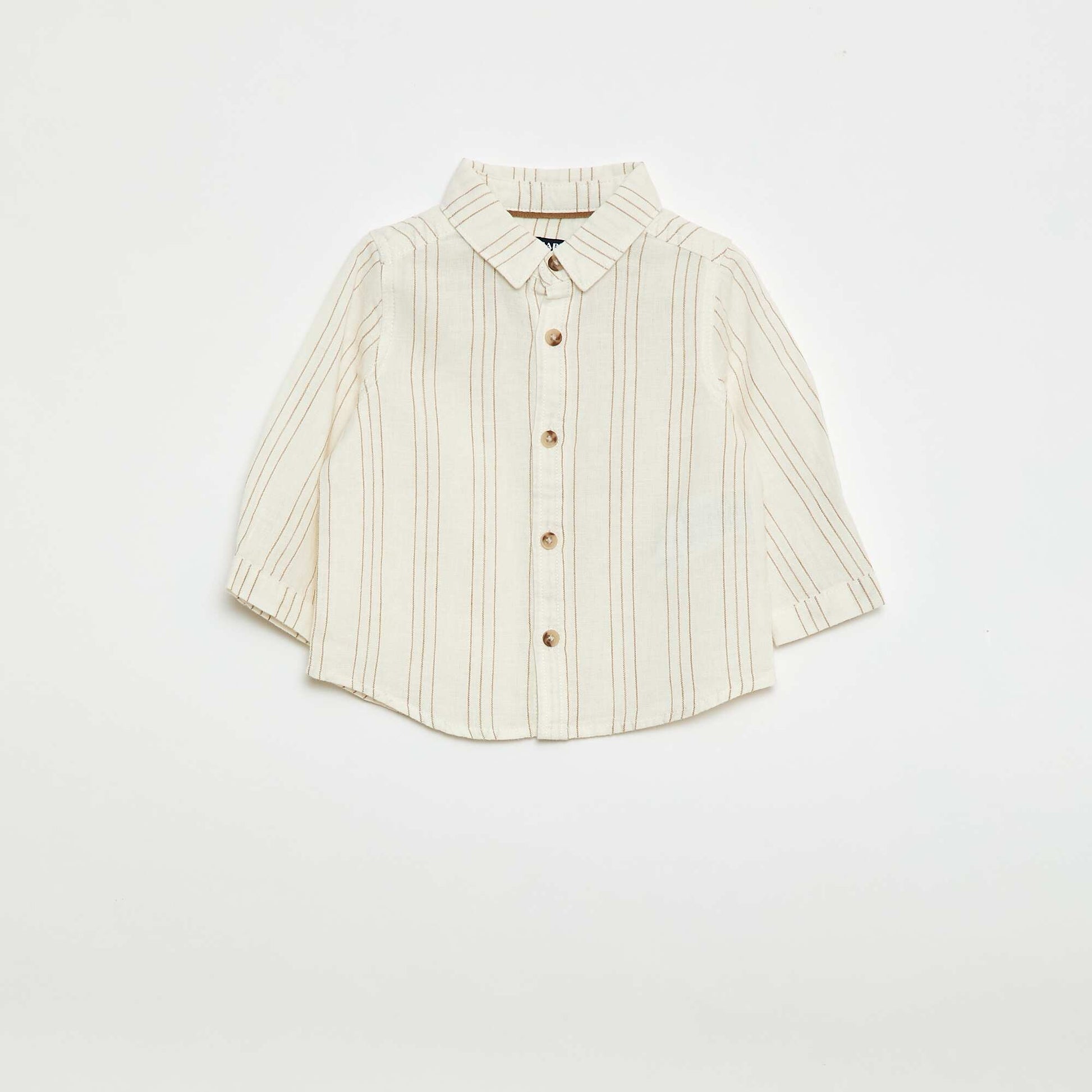 Chemise rayée en lin et coton BLANC