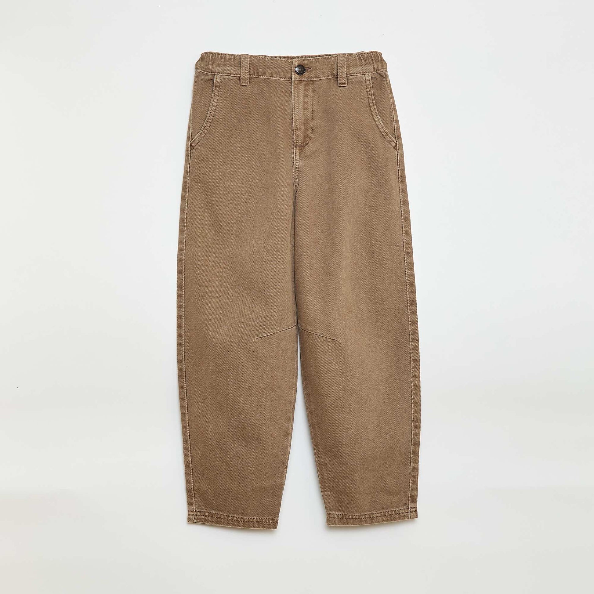 Pantalon denim / jean coupe ballon large BEIGE