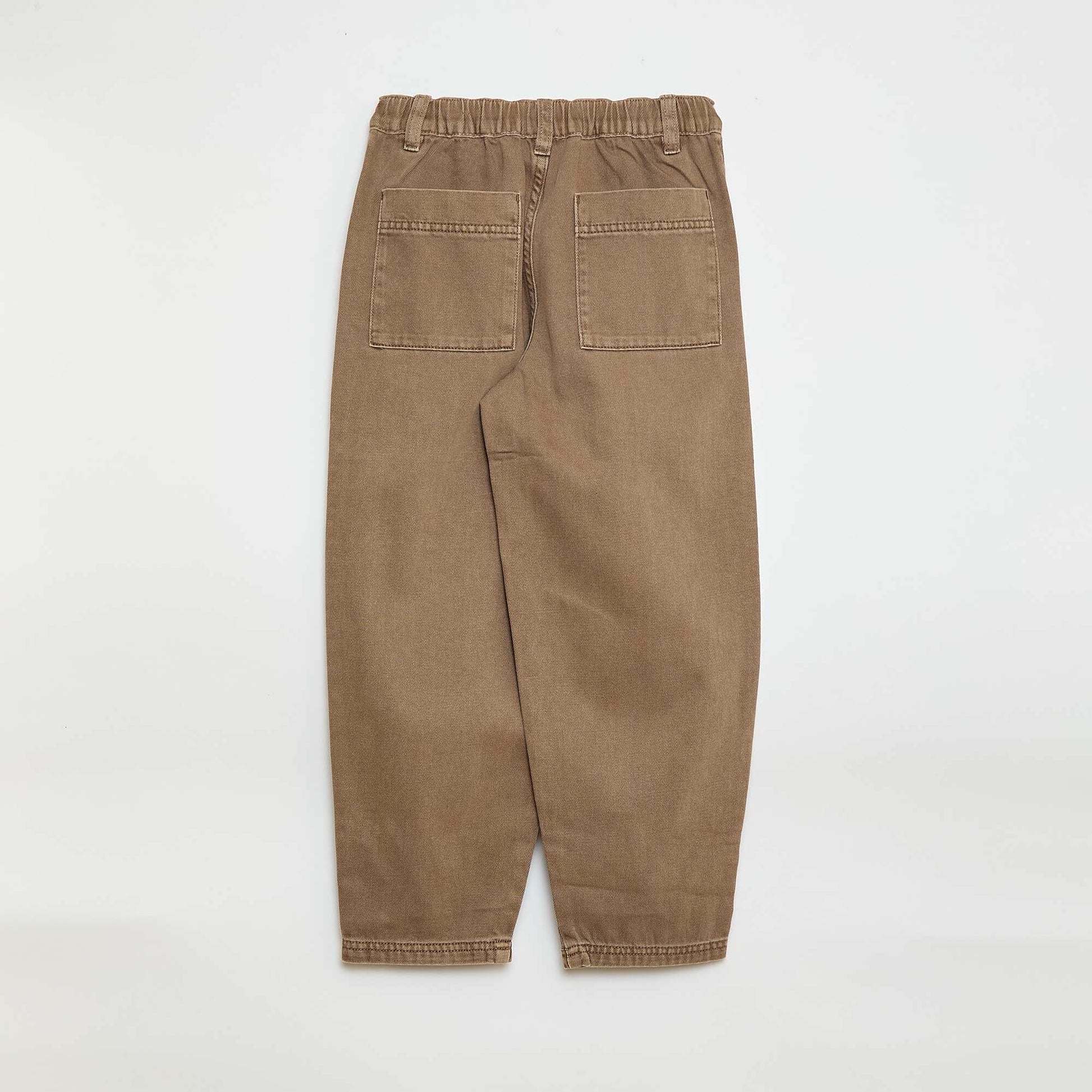 Pantalon denim / jean coupe ballon large BEIGE
