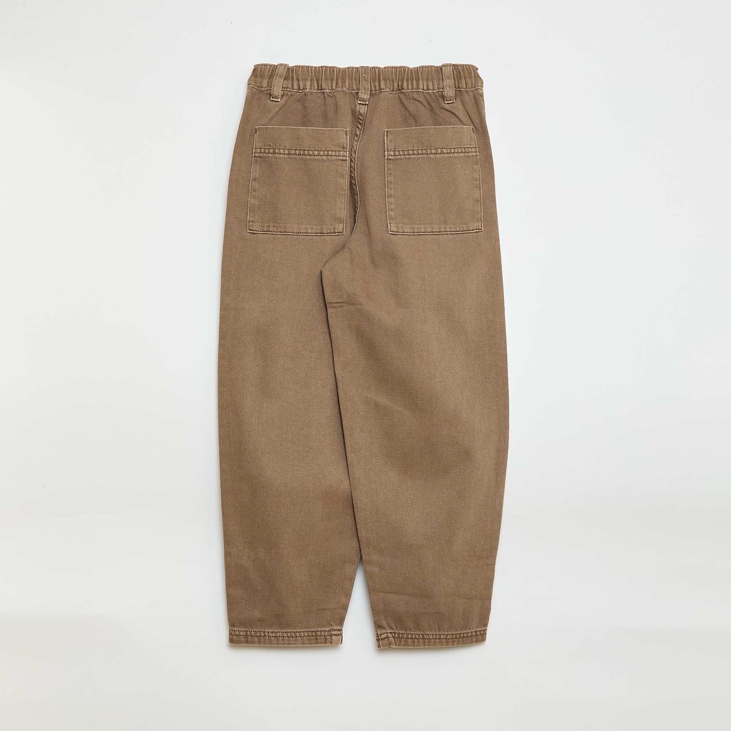 Pantalon denim / jean coupe ballon large BEIGE