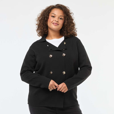 Gilet en maille épaisse avec double boutonnage NOIR