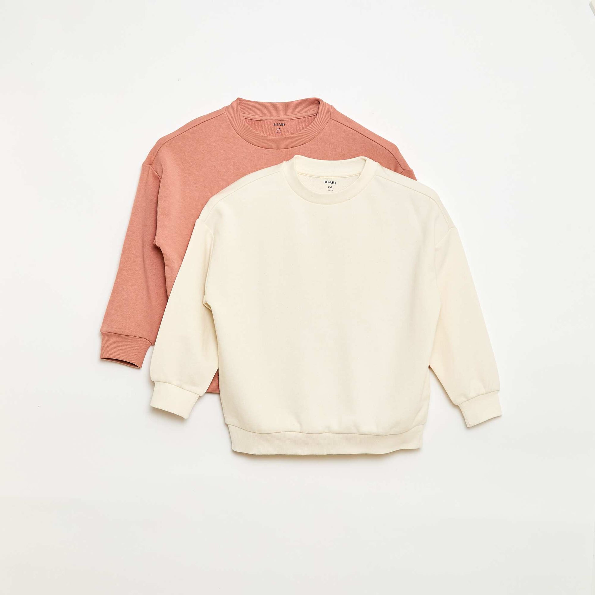 Lot de 2 sweats french terry en coton ROSE