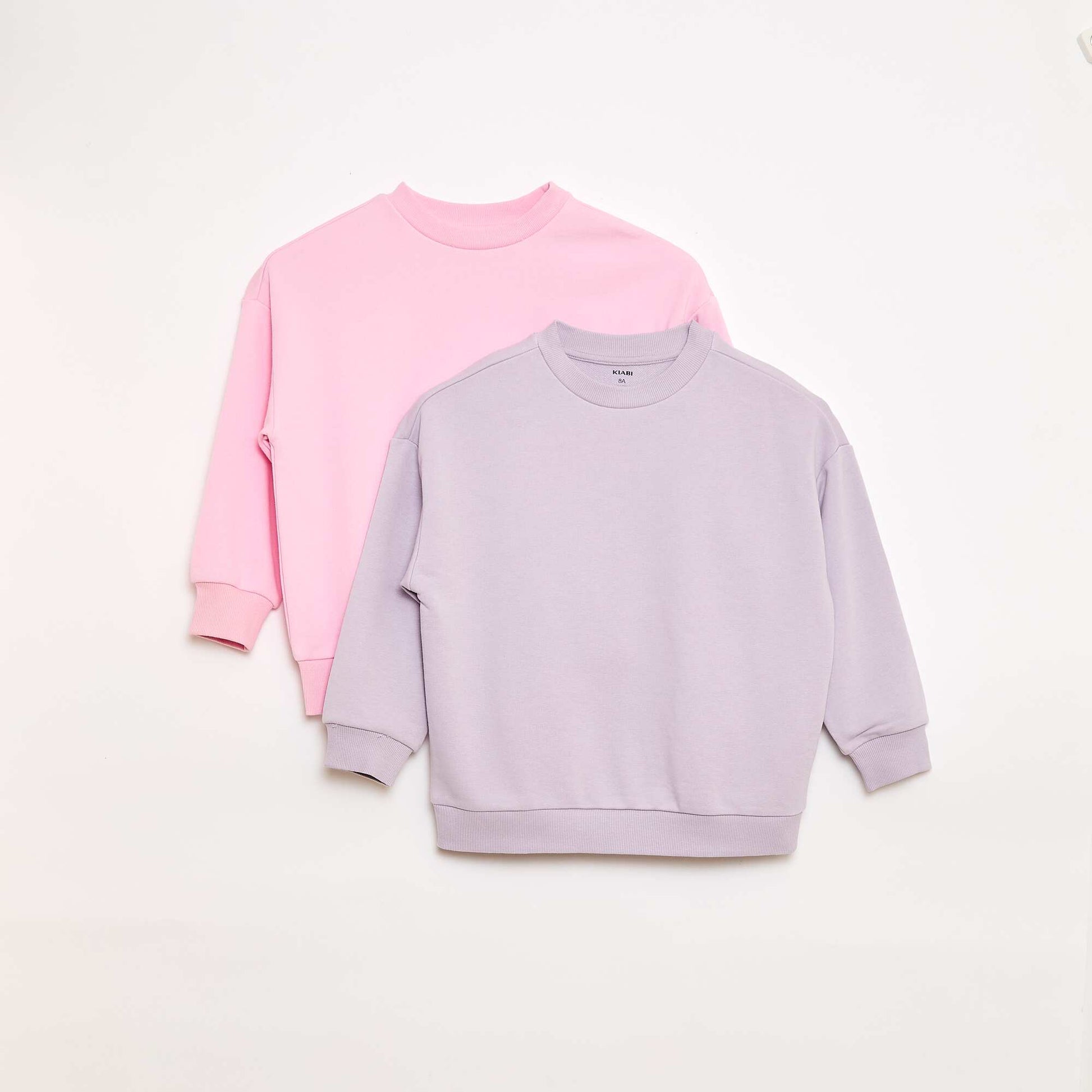 Lot de 2 sweats french terry en coton ROSE
