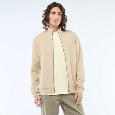 Sweat zippé col montant BEIGE