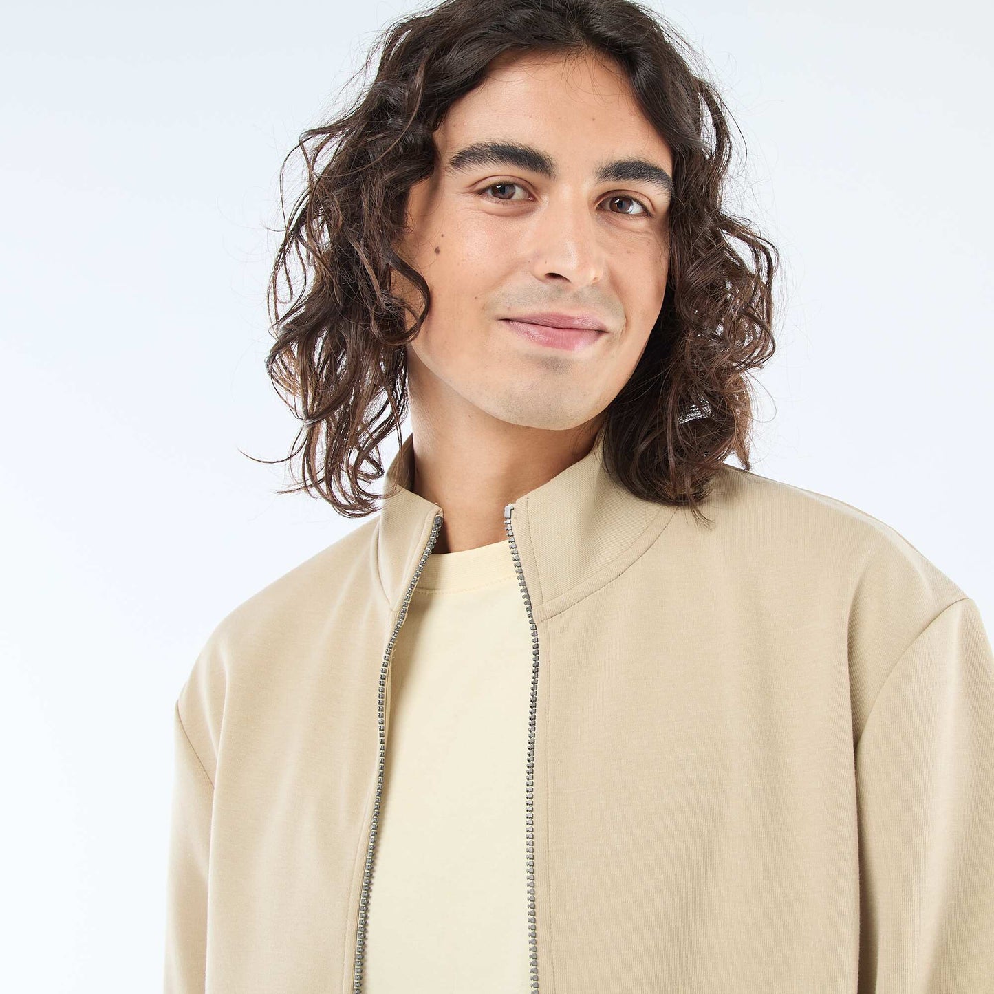 Sweat zippé col montant BEIGE