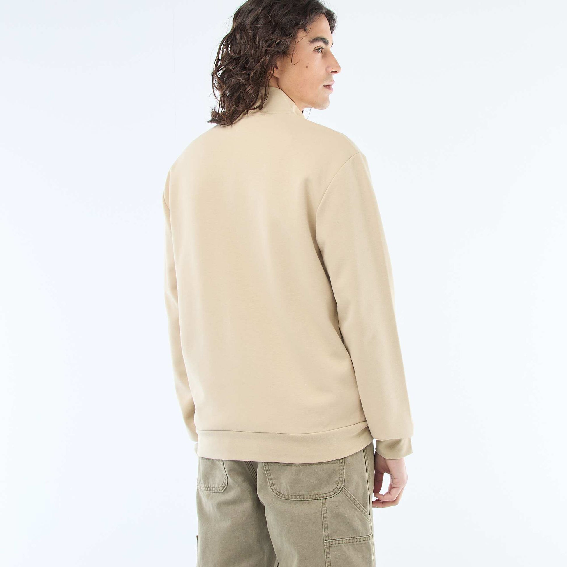 Sweat zippé col montant BEIGE