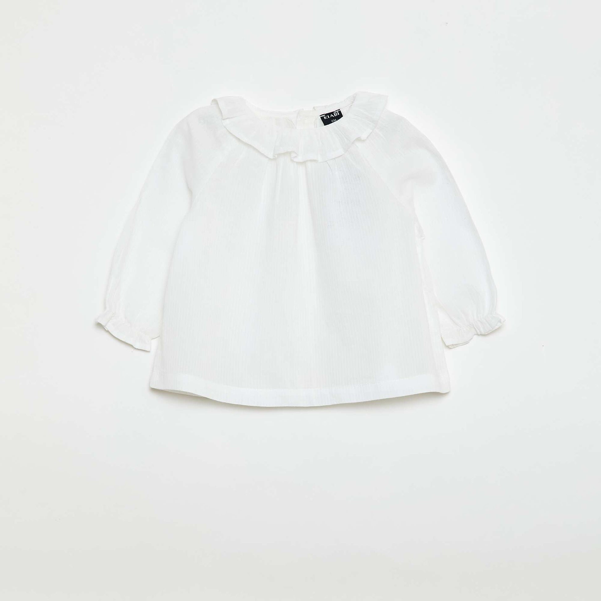 Blouse en dobby avec ouverture boutonnée au dos BLANC