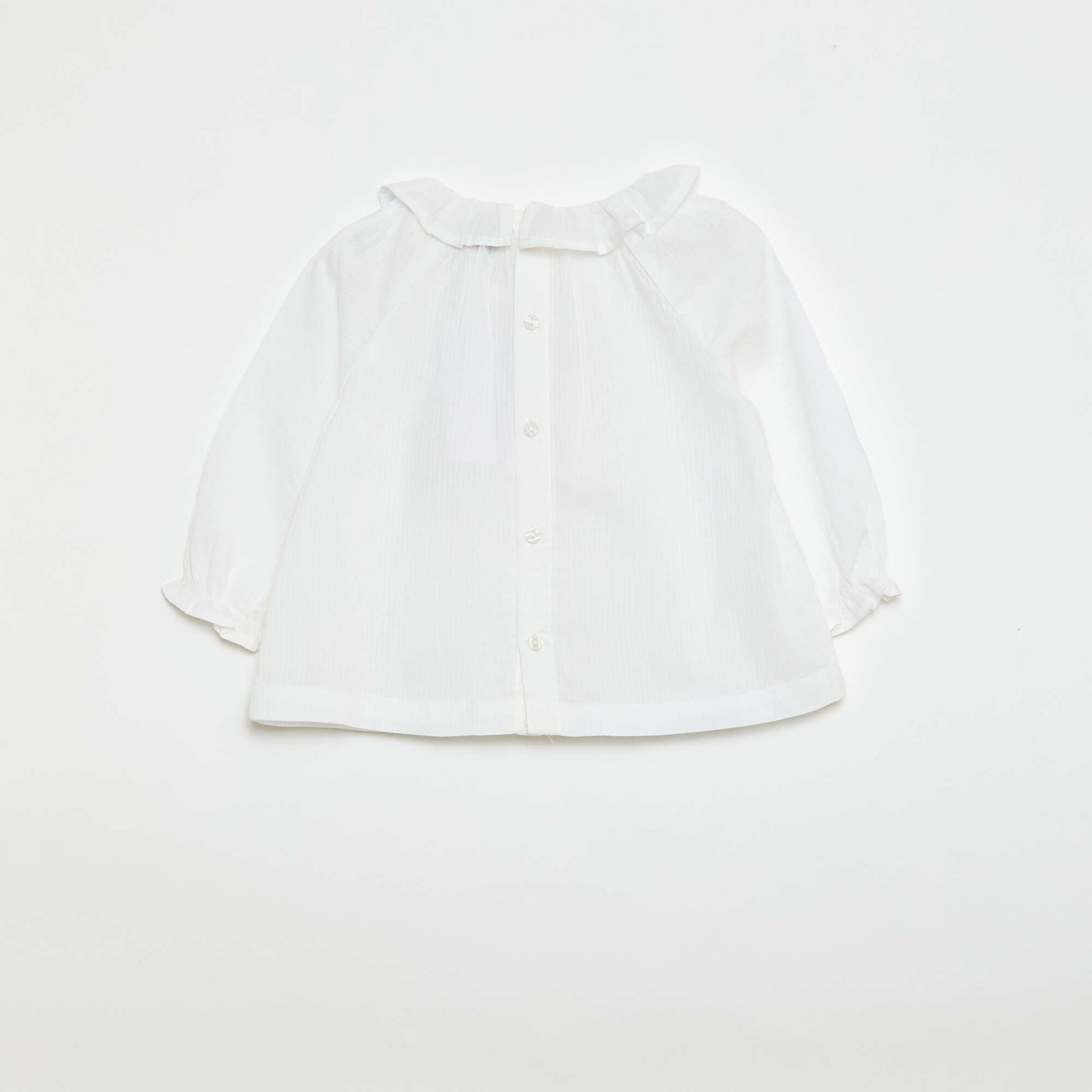 Blouse en dobby avec ouverture boutonnée au dos BLANC