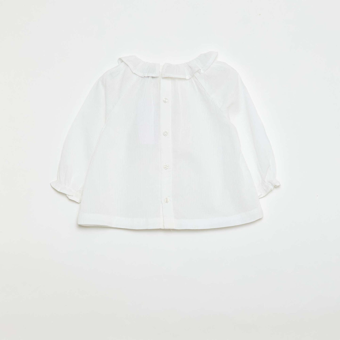 Blouse en dobby avec ouverture boutonnée au dos BLANC
