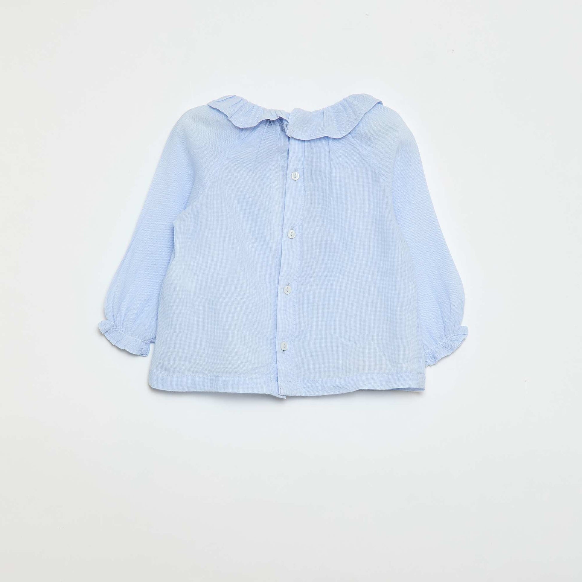 Blouse en dobby avec ouverture boutonnée au dos BLEU