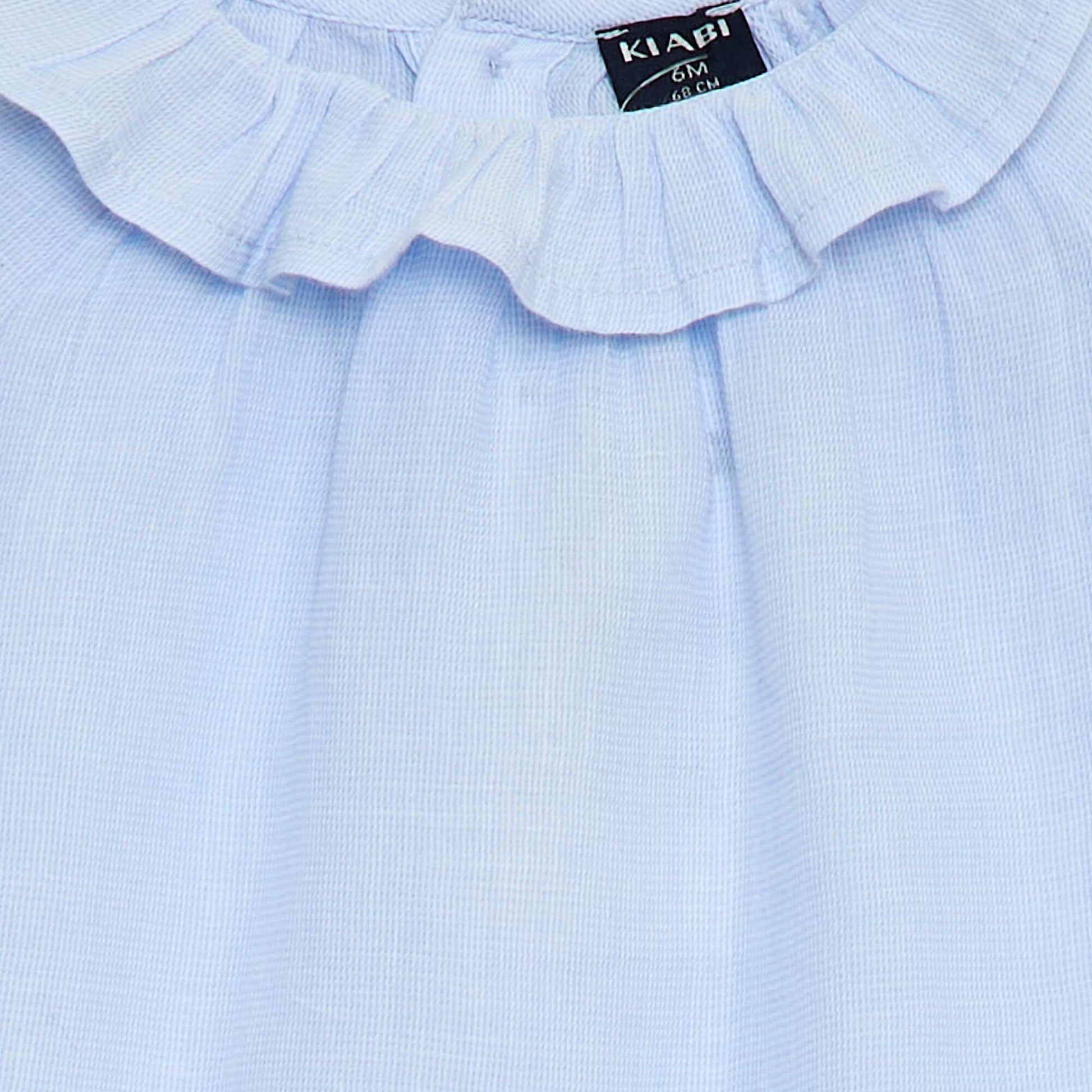 Blouse en dobby avec ouverture boutonnée au dos BLEU