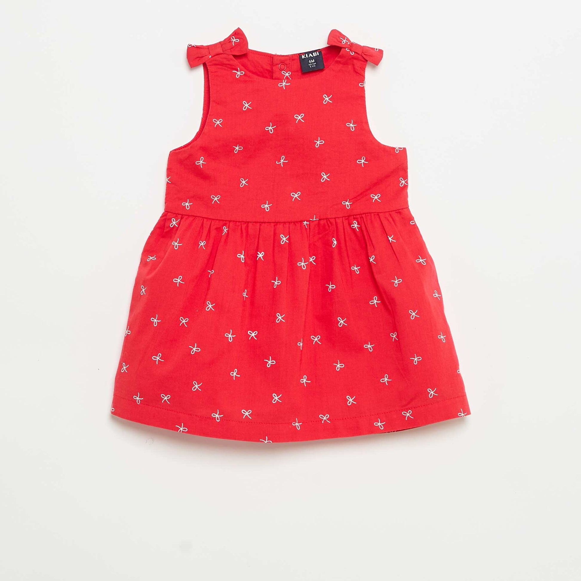 Robe coupe évasée sans manches ROUGE