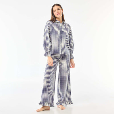 Pyjama long en popeline - 2 pièces BLEU