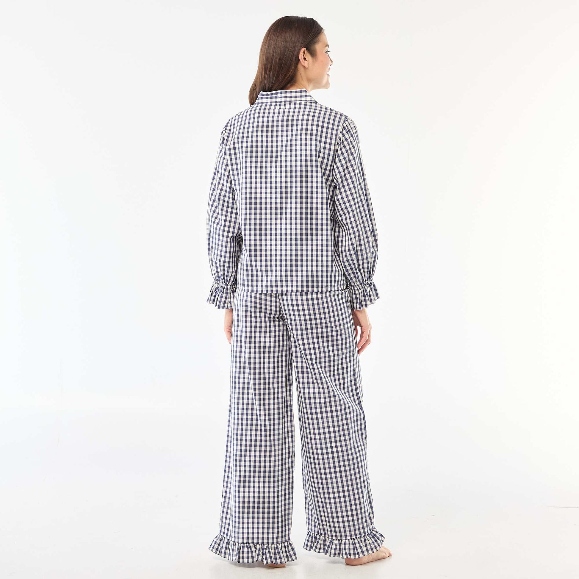 Pyjama long en popeline - 2 pièces BLEU