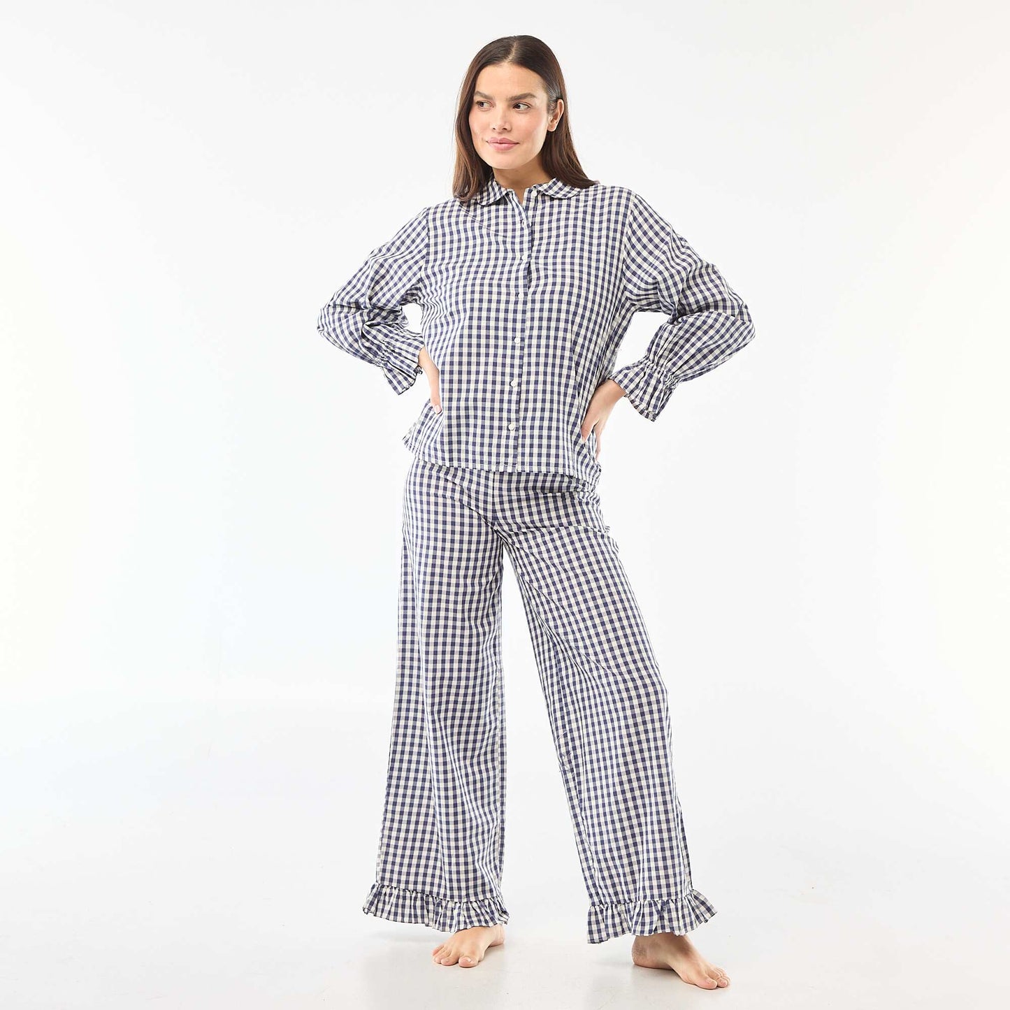 Pyjama long en popeline - 2 pièces BLEU