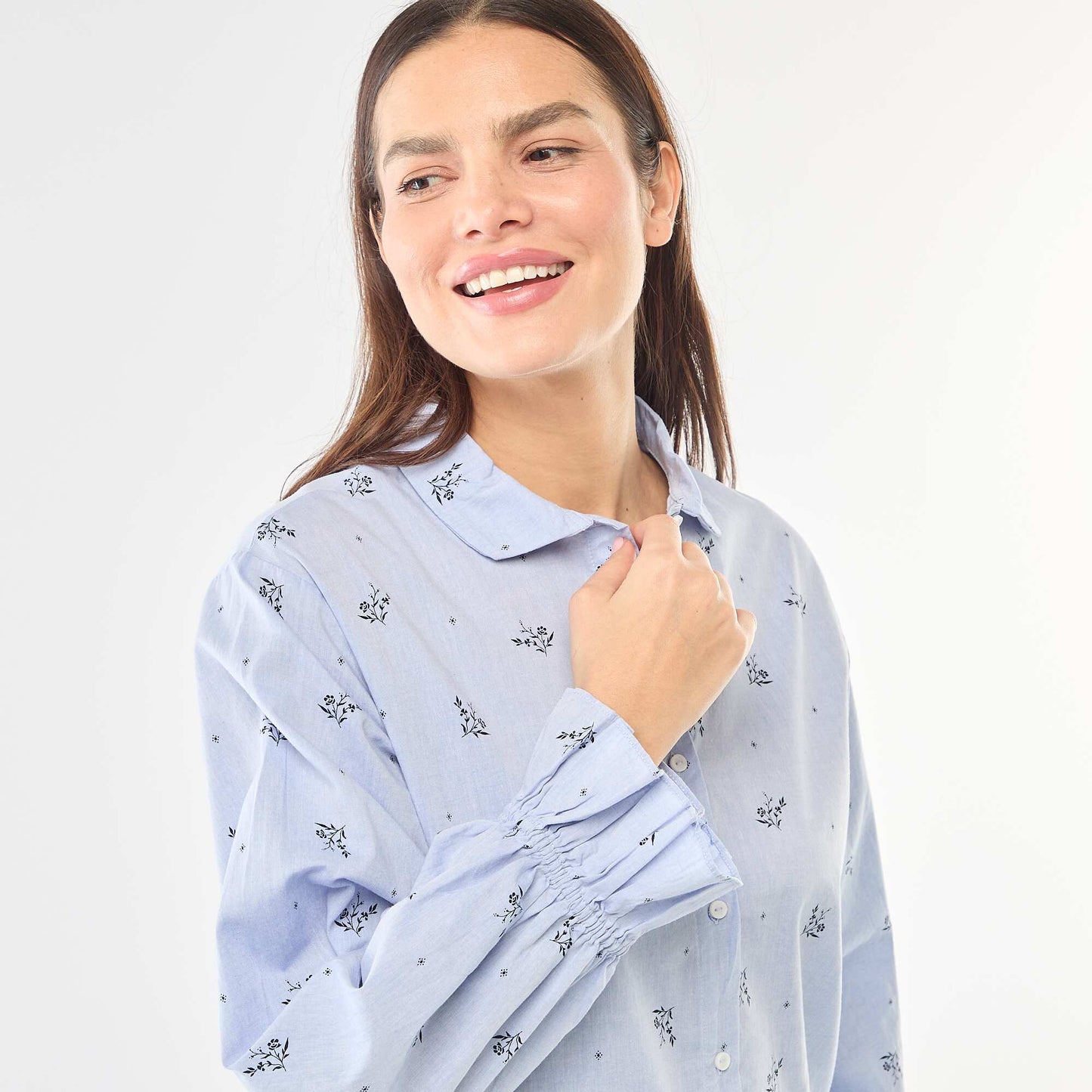 Pyjama long en popeline - 2 pièces BLEU