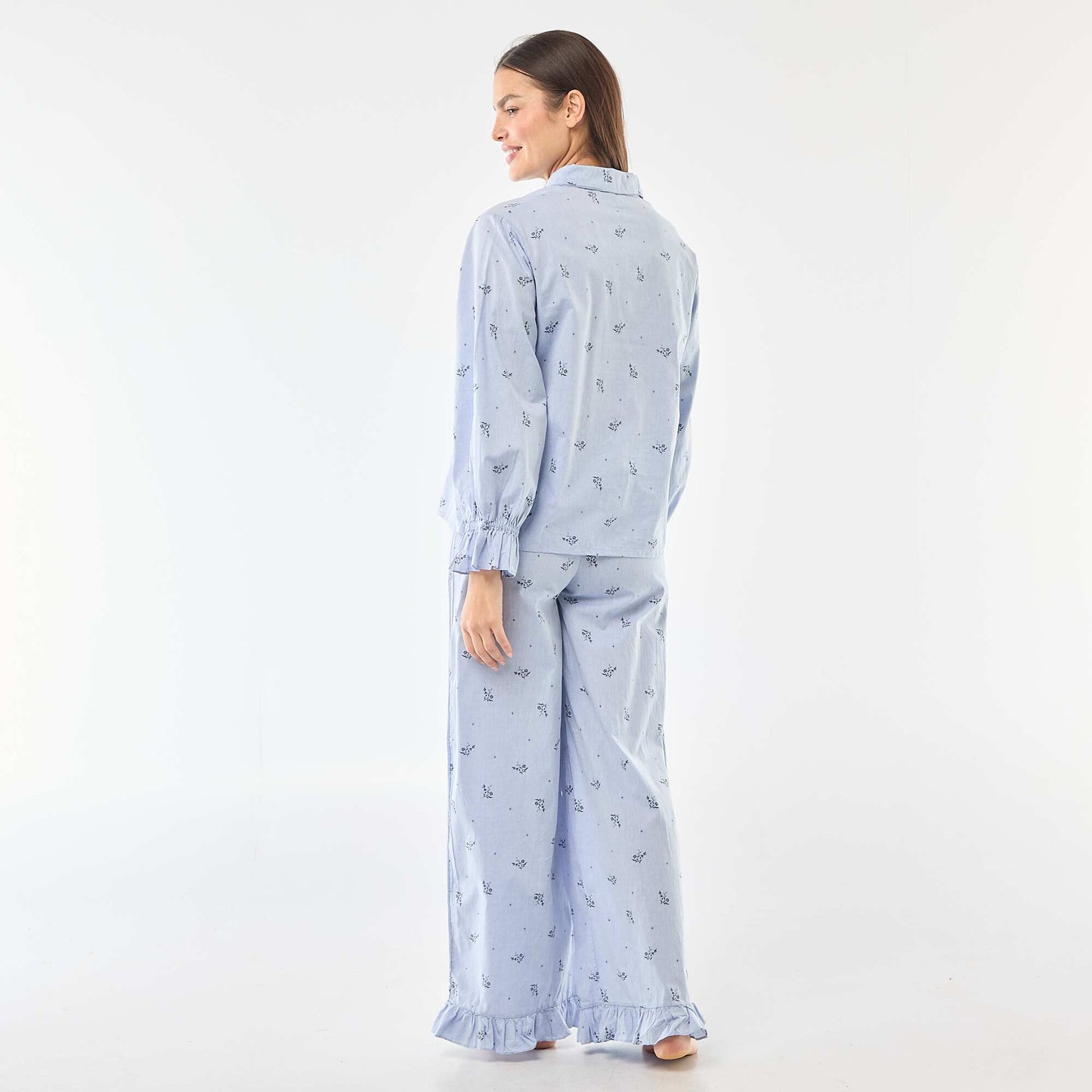 Pyjama long en popeline - 2 pièces BLEU