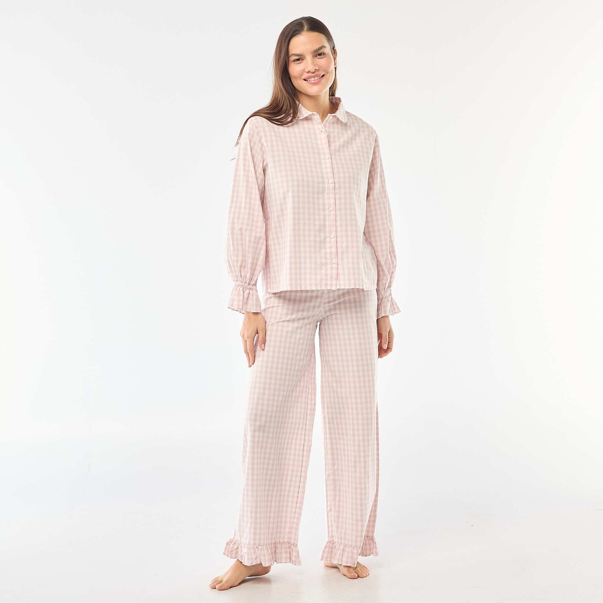 Pyjama long en popeline - 2 pièces ROSE